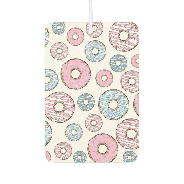 Pattern Of Doughnuts, Pink Doughnuts, Blue Doughnu Car Air Freshener (Front)