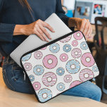 Pattern Of Doughnuts, Pink Doughnuts, Blue Doughnu Laptop Sleeve<br><div class="desc">Cute,  fun and adorable pattern with pink and blue doughnuts. Modern and trendy gift,  perfect for the doughnut lover in your life.</div>