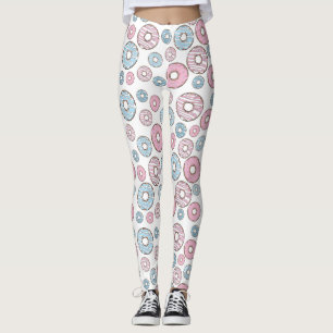 Pattern Of Doughnuts, Pink Doughnuts, Blue Doughnu Leggings