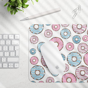 Pattern Of Doughnuts, Pink Doughnuts, Blue Doughnu Mouse Mat