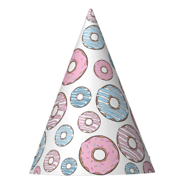 Pattern Of Doughnuts, Pink Doughnuts, Blue Doughnu Party Hat (Front)