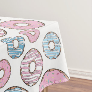Pattern Of Doughnuts, Pink Doughnuts, Blue Doughnu Tablecloth