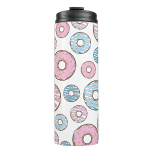 Pattern Of Doughnuts, Pink Doughnuts, Blue Doughnu Thermal Tumbler
