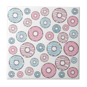 Pattern Of Doughnuts, Pink Doughnuts, Blue Doughnu Tile
