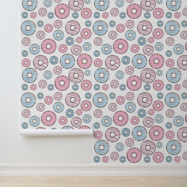 Pattern Of Doughnuts, Pink Doughnuts, Blue Doughnu Wallpaper (Application)