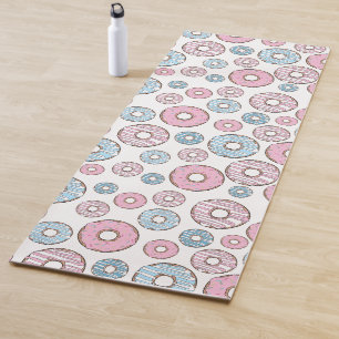 Pattern Of Doughnuts, Pink Doughnuts, Blue Doughnu Yoga Mat