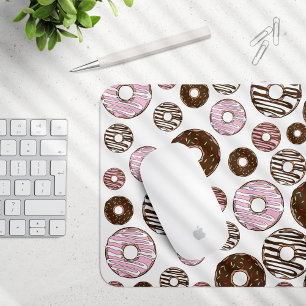 Pattern Of Doughnuts, Pink Doughnuts, Brown Doughn Mouse Mat