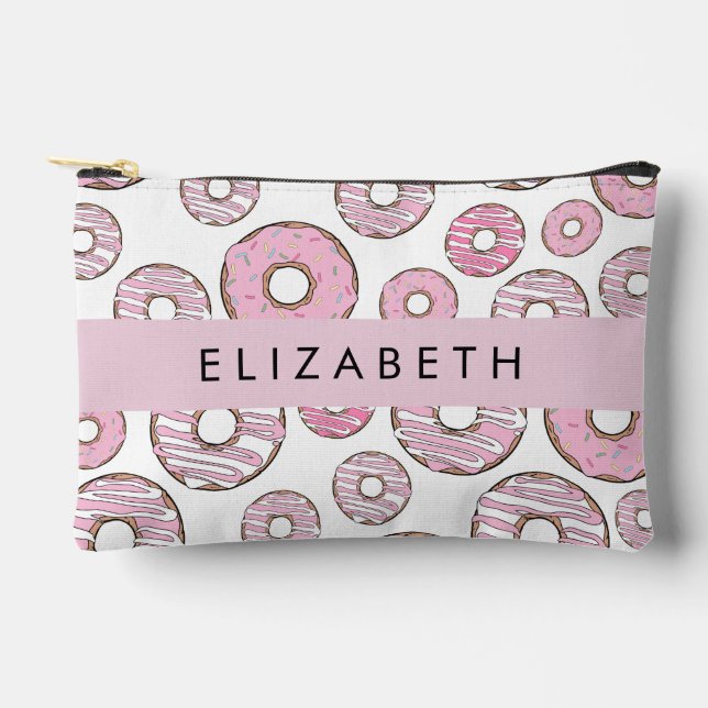 Pattern Of Doughnuts, Pink Doughnuts, Icing, Your  Accessory Pouch (Front)