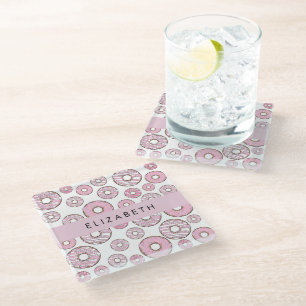 Pattern Of Doughnuts, Pink Doughnuts, Icing, Your Glass Coaster