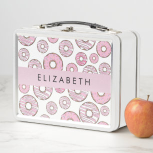 Pattern Of Doughnuts, Pink Doughnuts, Icing, Your Metal Lunch Box