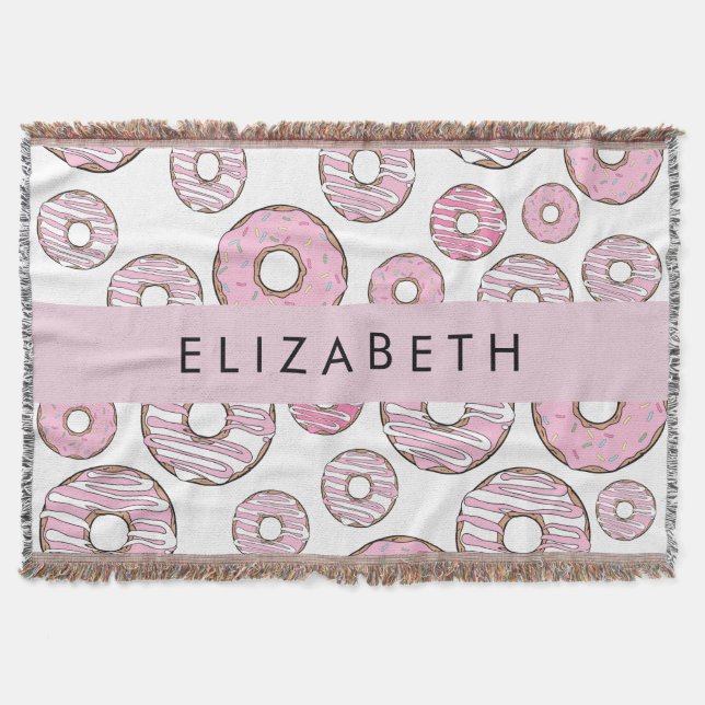 Pattern Of Doughnuts, Pink Doughnuts, Icing, Your  Throw Blanket (Front)