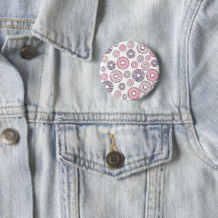 Pattern Of Doughnuts, Pink Doughnuts, Purple Dough 6 Cm Round Badge