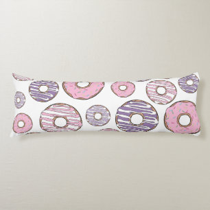Pattern Of Doughnuts, Pink Doughnuts, Purple Dough Body Cushion