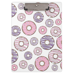 Pattern Of Doughnuts, Pink Doughnuts, Purple Dough Clipboard