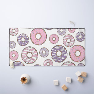 Pattern Of Doughnuts, Pink Doughnuts, Purple Dough Desk Mat