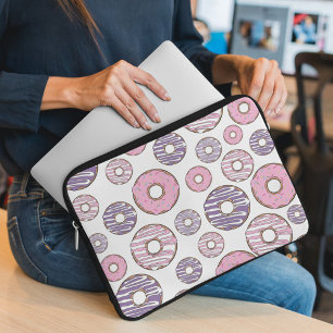 Pattern Of Doughnuts, Pink Doughnuts, Purple Dough Laptop Sleeve