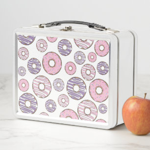 Pattern Of Doughnuts, Pink Doughnuts, Purple Dough Metal Lunch Box