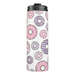 Pattern Of Doughnuts, Pink Doughnuts, Purple Dough Thermal Tumbler