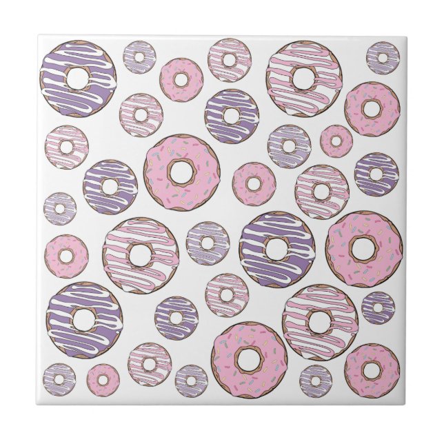 Pattern Of Doughnuts, Pink Doughnuts, Purple Dough Tile (Front)