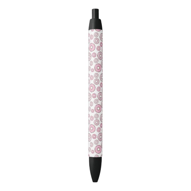 Pattern Of Doughnuts, Pink Doughnuts, Sprinkles Black Ink Pen (Front Vertical)