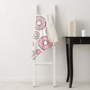 Pattern Of Doughnuts, Pink Doughnuts, Sprinkles Sherpa Blanket