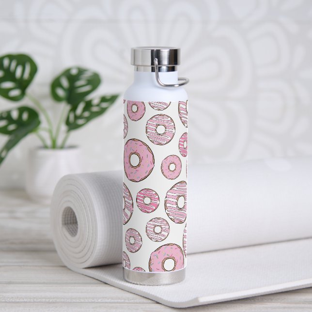 Pattern Of Doughnuts, Pink Doughnuts, Sprinkles Water Bottle (Yoga)