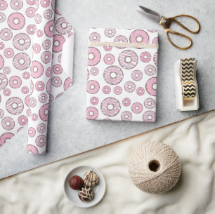 Pattern Of Doughnuts, Pink Doughnuts, Sprinkles Wrapping Paper