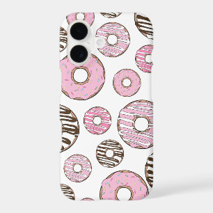 Pattern Of Doughnuts, Pink Doughnuts, White Doughn