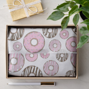 Pattern Of Doughnuts, Pink Doughnuts, White Doughn Tissue Paper