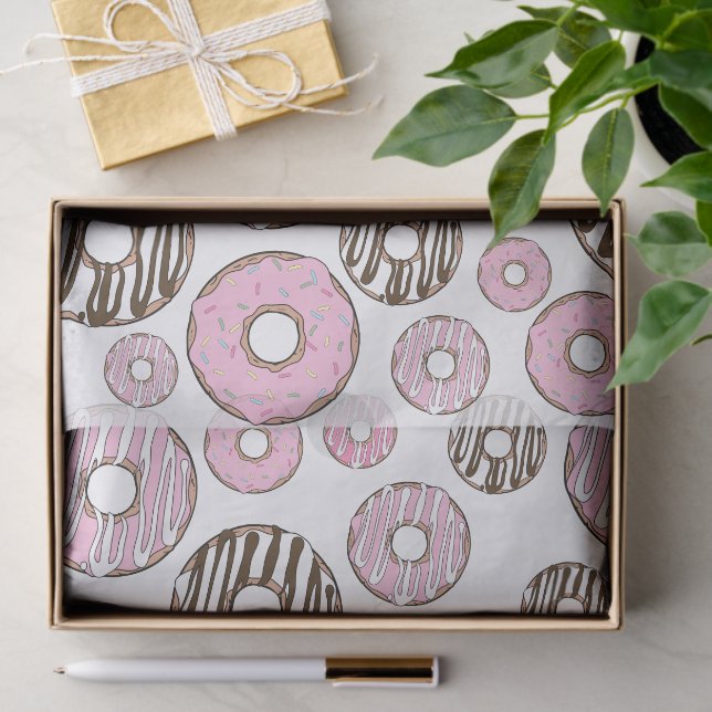 Pattern Of Doughnuts, Pink Doughnuts, White Doughn Tissue Paper (Gift)
