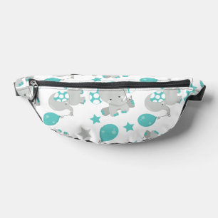 Pattern Of Elephants, Cute Elephants - Blue Grey Bum Bags