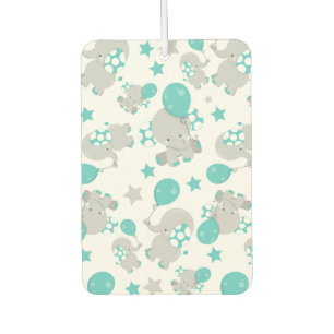 Pattern Of Elephants, Cute Elephants - Blue Grey Car Air Freshener