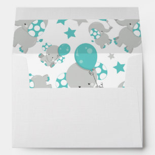 Pattern Of Elephants, Cute Elephants - Blue Grey Envelope
