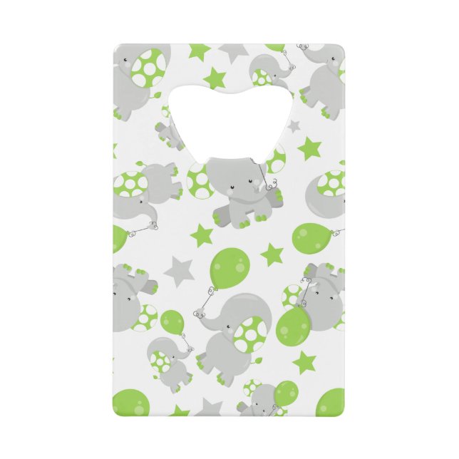Pattern Of Elephants, Cute Elephants - Green Grey (Front)