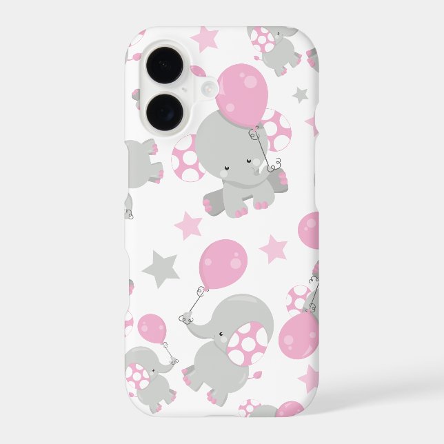 Pattern Of Elephants, Cute Elephants - Pink Grey (Back)