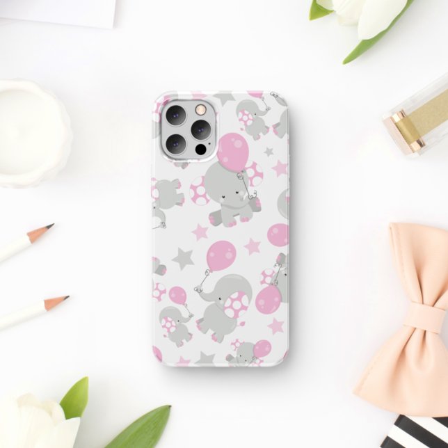 Pattern Of Elephants, Cute Elephants - Pink Grey (Creator Uploaded)