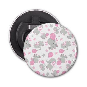 Pattern Of Elephants, Cute Elephants - Pink Grey Bottle Opener