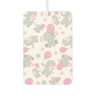 Pattern Of Elephants, Cute Elephants - Pink Grey Car Air Freshener
