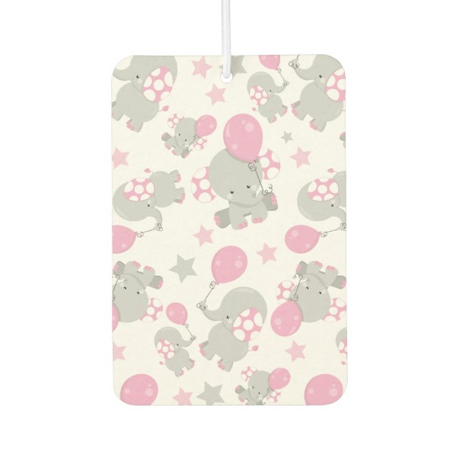 Pattern Of Elephants, Cute Elephants - Pink Grey Car Air Freshener (Front)