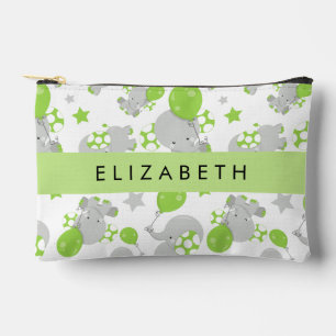 Pattern Of Elephants, Cute Elephants, Your Name Accessory Pouch