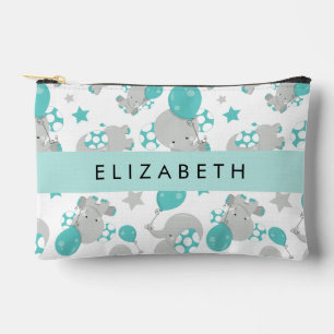 Pattern Of Elephants, Cute Elephants, Your Name Accessory Pouch