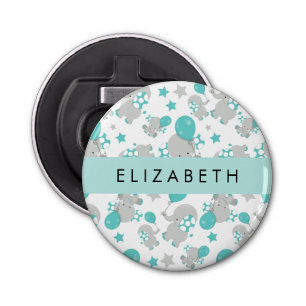 Pattern Of Elephants, Cute Elephants, Your Name Bottle Opener