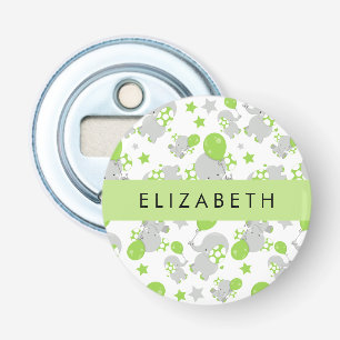 Pattern Of Elephants, Cute Elephants, Your Name Bottle Opener