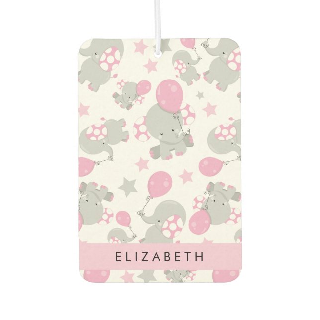 Pattern Of Elephants, Cute Elephants, Your Name Car Air Freshener (Front)
