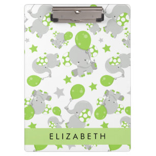 Pattern Of Elephants, Cute Elephants, Your Name Clipboard