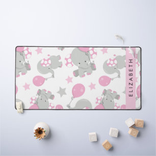Pattern Of Elephants, Cute Elephants, Your Name Desk Mat