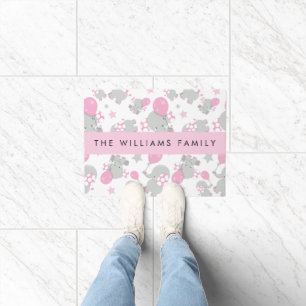 Pattern Of Elephants, Cute Elephants, Your Name Doormat