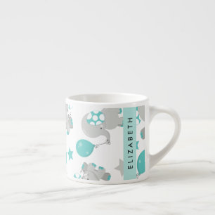 Pattern Of Elephants, Cute Elephants, Your Name Espresso Cup
