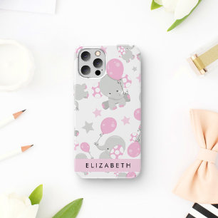 Pattern Of Elephants, Cute Elephants, Your Name iPhone 16 Case