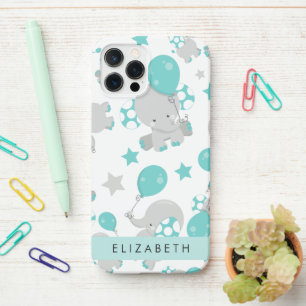 Pattern Of Elephants, Cute Elephants, Your Name iPhone 12 Pro Case